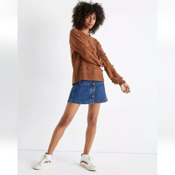 Madewell Brockton Bobble Sweater Rust Brown Size M - Picture 1 of 13